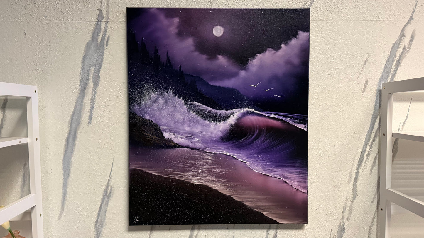 Painting #2147 - 20x24" Canvas - Crashing Wave Seascape painted 11-15-25