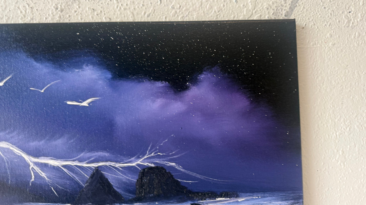 Painting #2153 - 16x20" Canvas - Night Seascape painted 11-18-25