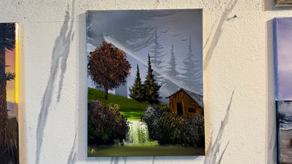 Painting #2469 - 16x20" Canvas - Forest Waterfall Landscape painted 5-30-26