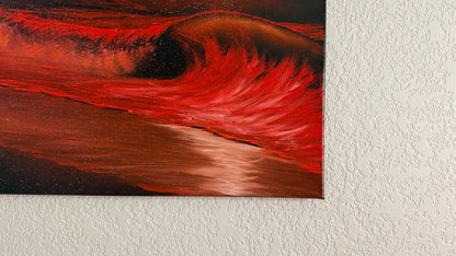 Painting #2510 - 16x20" Canvas - Red West Coast Crashing Wave Seascape painted 7-10-26