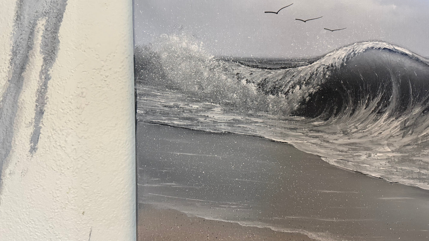 Painting #2336 - 16x20" Canvas - Crashing Wave Seascape painted 3-15-26