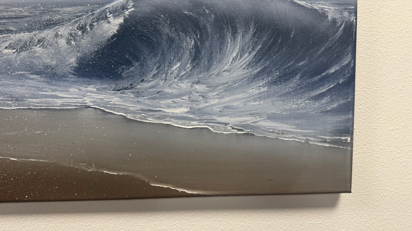 Painting #2551 - 16x20" Canvas - Crashing Wave Seascape painted 8-14-26