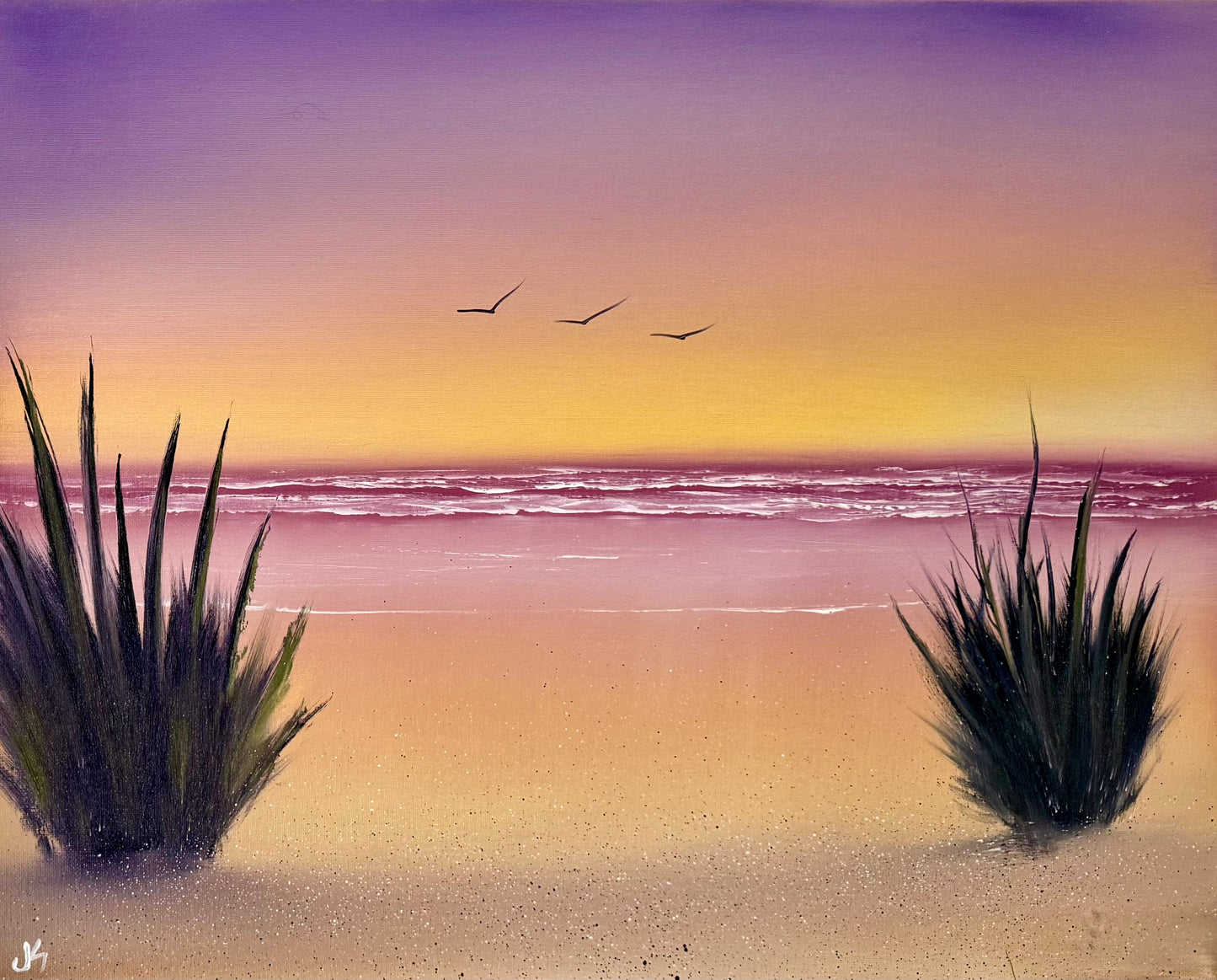 Painting #2360 - 16x20" Canvas - Sunset Seascape painted 3-28-26