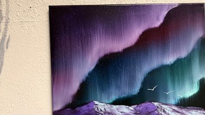 Painting #2185 - 16x20" Canvas - Aurora Mountain Landscape painted 12-13-25