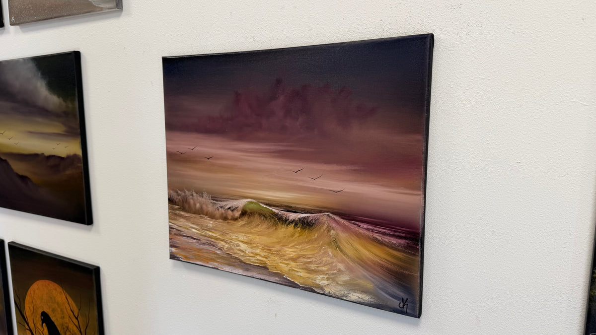 Painting #2639 - 16x20" Canvas - Sunset Seascape painted 10-5-26