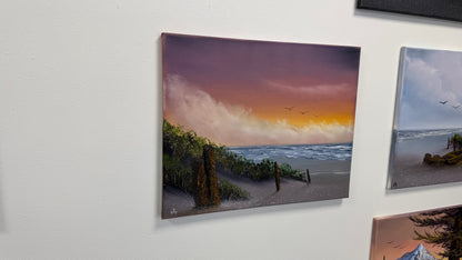 Painting #2537 - 16x20" Canvas - East Coast Surise Seascape painted 8-2-26