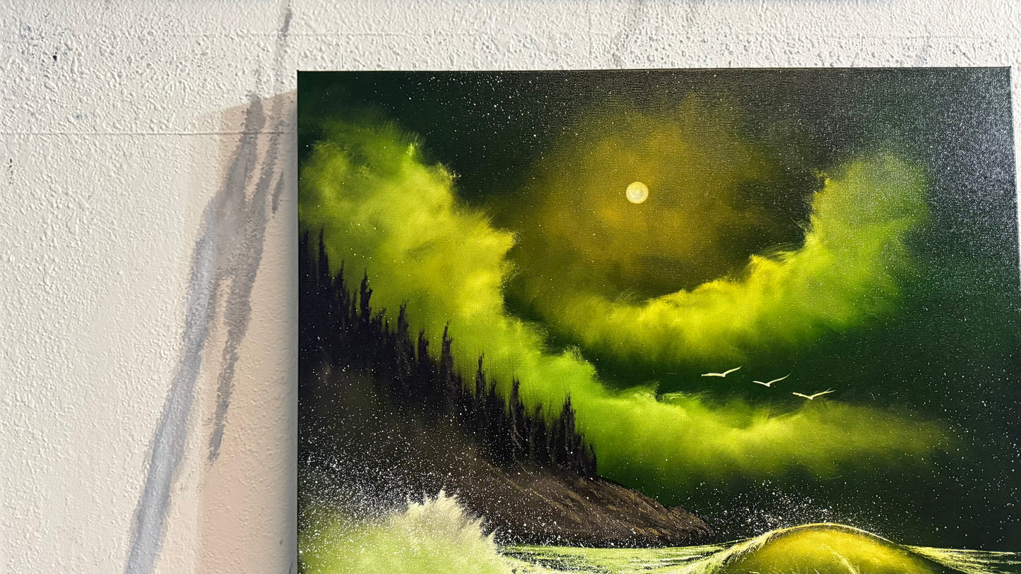 Painting #2352 - 24x36" Pro Series Canvas - Crashing Wave Seascape painted 3-23-26