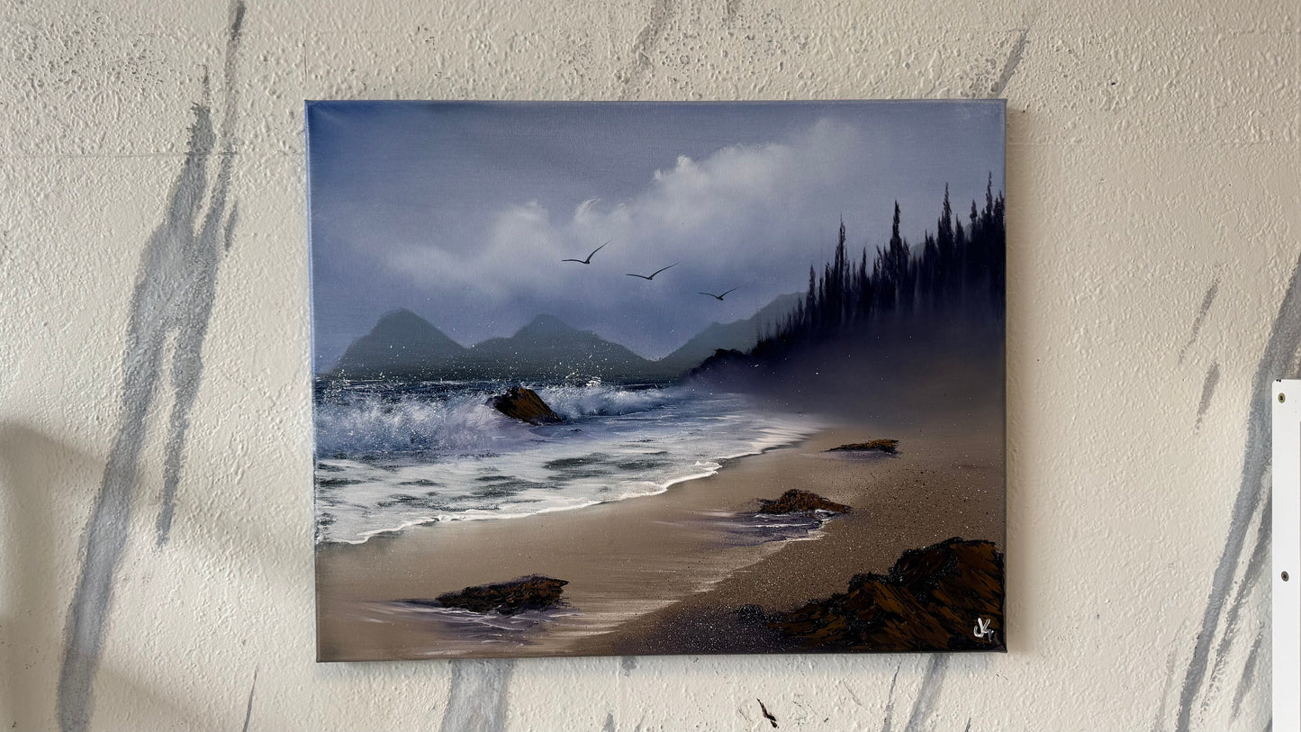 Painting #2150 - 16x20" Canvas - Oregon Coast Seascape Painted 11-17-25