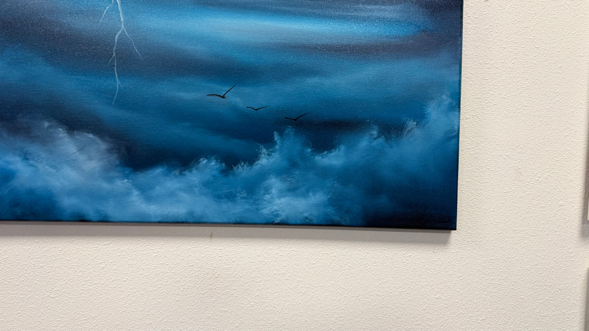 Painting #2598 - 18x24" Black Canvas - 40,000ft - Blue Cloudscape painted 9-13-26