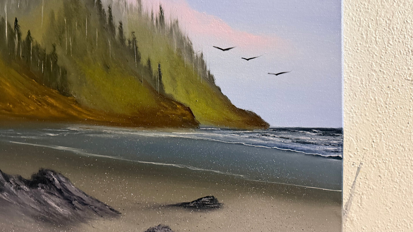 Painting #2441 - 16x20" Canvas - Oregon Coast Seascape painted 5-16-26