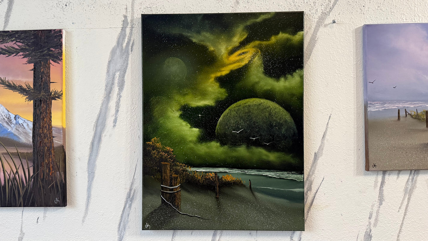 Painting #2464 - 18x24" Canvas - Space Seascape painted 5-28-26