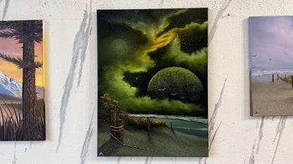Painting #2464 - 18x24" Canvas - Space Seascape painted 5-28-26