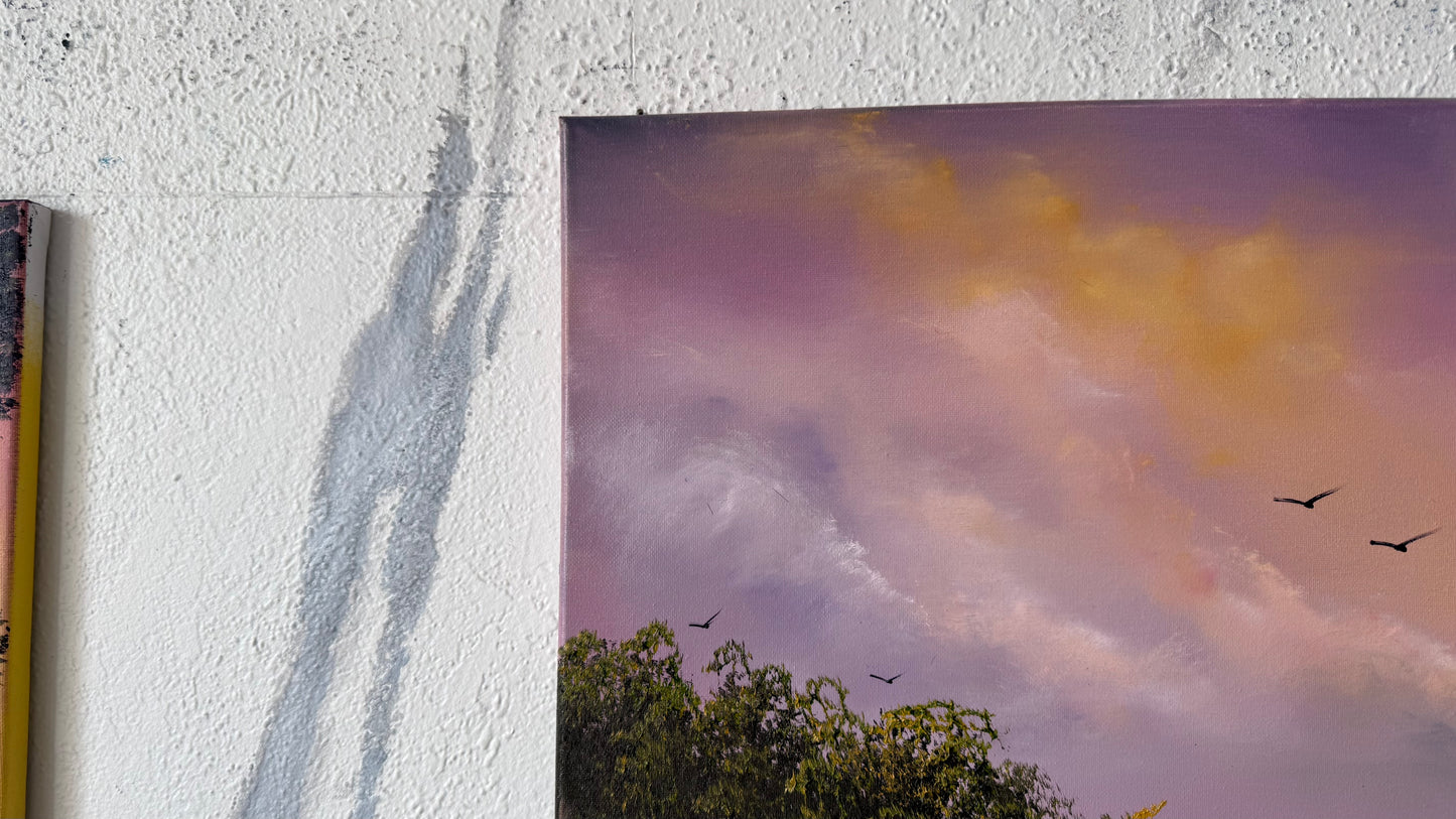 Painting #2440 - 20x24" Framed Canvas - East Coast Sunset Seascape painted 5-16-26