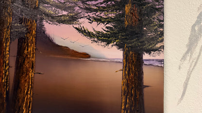 Painting #2373 - 16x20" Canvas - Sunset Oregon Seascape painted 4-4-26