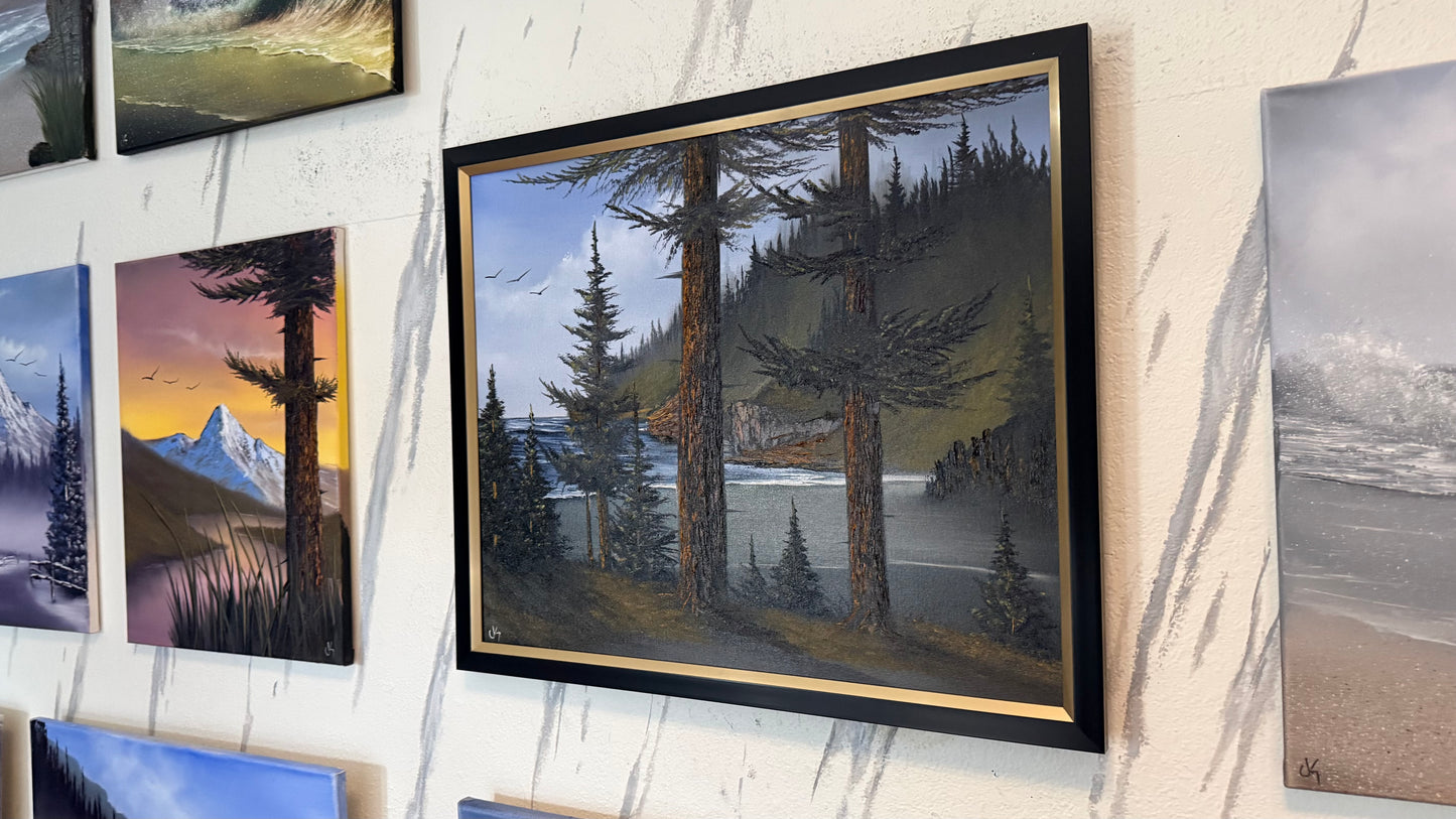 Painting #2405 - 20x24" Framed Canvas - Pacific Northwest Seascape painted 4-21-26