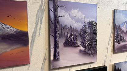 Painting #2233 - 20x24" Canvas - Winter Landscape painted 1-11-26