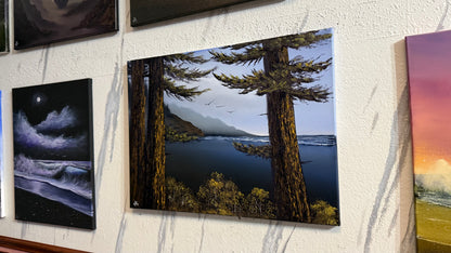 Painting #2323 - 18x24" Canvas - Oregon Coast Seascape With Ponderosa Pines painted 3-7-26