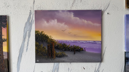 Painting #2479 - 16x20" Canvas - East Coast Sunset Seascape painted 6-6-26