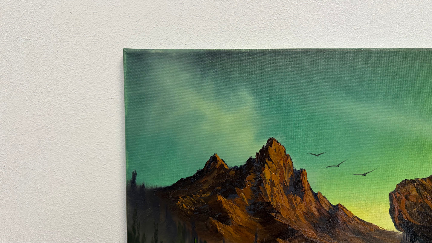 Painting #2556 - 18x24" Canvas - Sunset Mountain Landscape painted 8-19-26