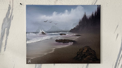 Painting #2097 - 16x20" Canvas - Oregon Waves Seascape painted 10-11-25