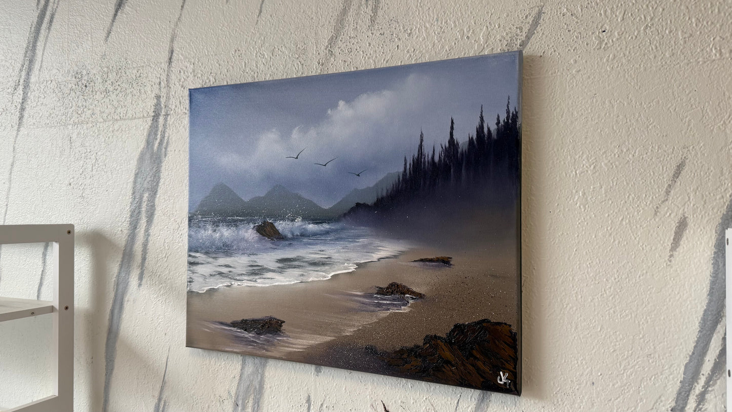 Painting #2150 - 16x20" Canvas - Oregon Coast Seascape Painted 11-17-25