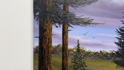 Painting #2643 - 20x24" Canvas - Cloudy Blue Sky Landscape painted 10-9-26