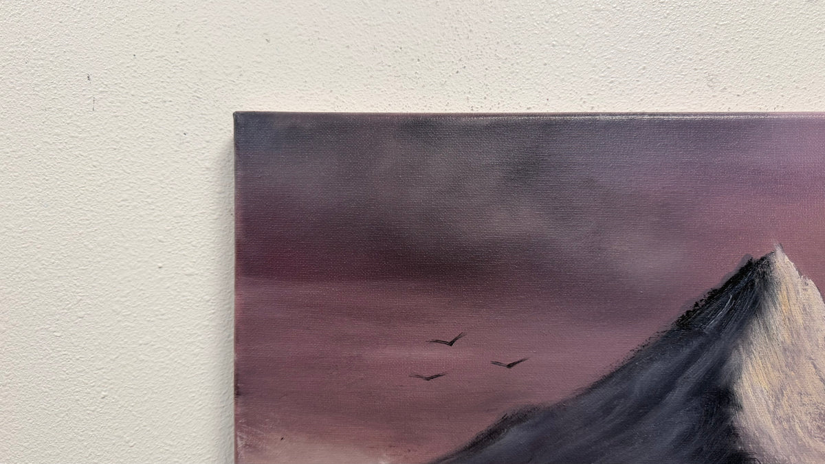 Painting #2608 - 16x20" Canvas - Sunset Mountain Landscape painted by Josh and Dani 9-19-26