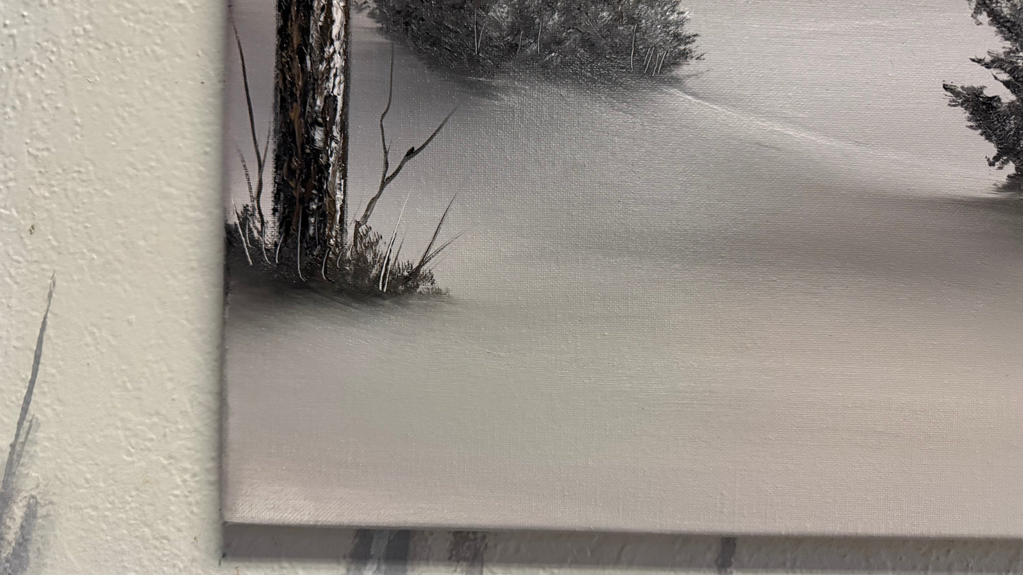 Painting #2167 - 16x20" Canvas - Winter Landscape painted 12-1-25