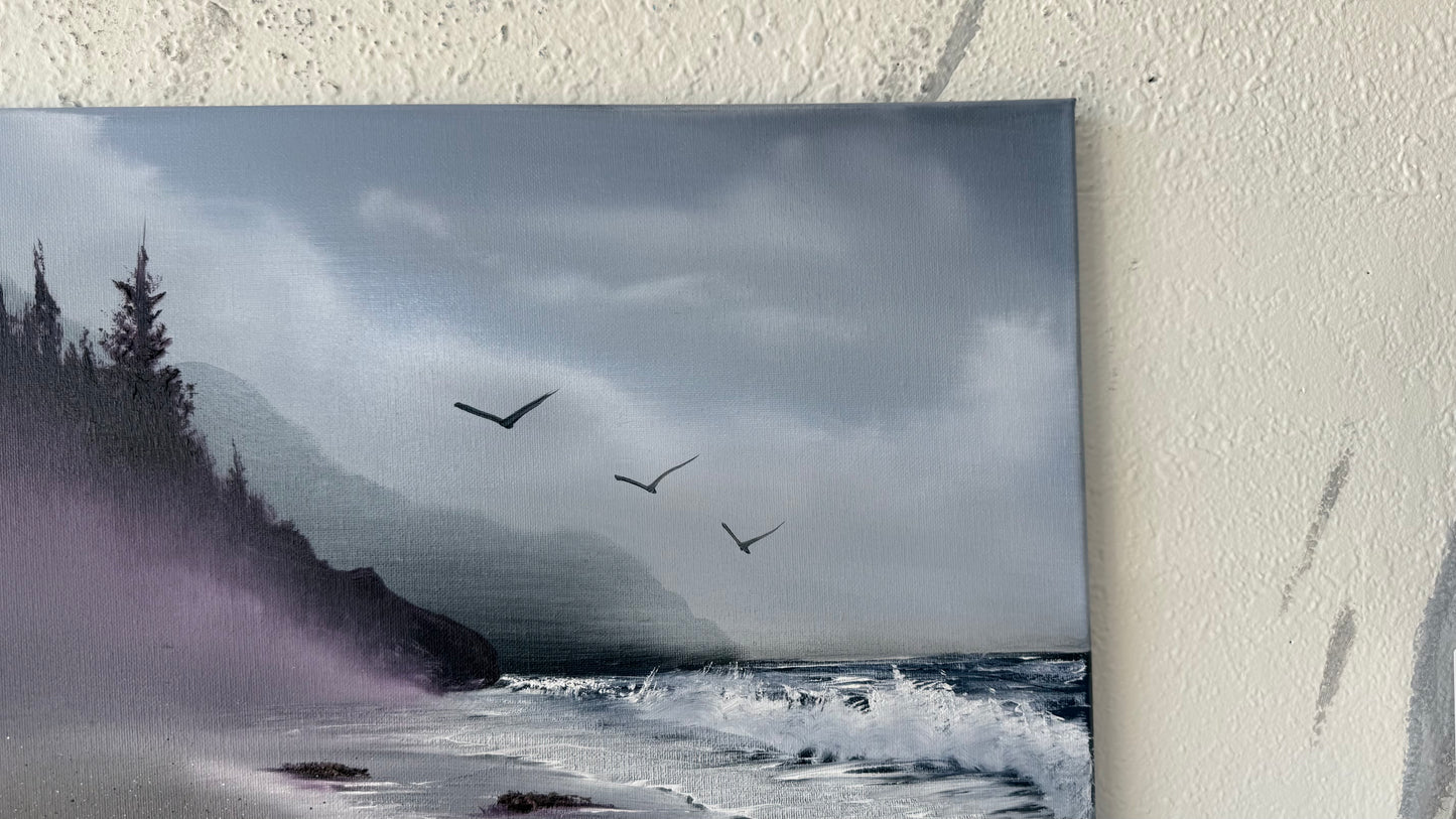 Painting #2070 - 16x20" Canvas - Heceta Beach Seascape painted 9-22-25