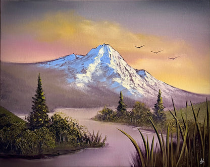 Painting #2359 - 16x20" Canvas - Sunset Landscape painted 3-27-26