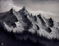 Painting #2563 - 16x20" Canvas - Black and White Mountain Landscape painted 8-23-26