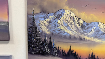 Painting #2543 - 22x28" Pro Series Canvas - Sunset Mountain Landscape painted 8-7-26
