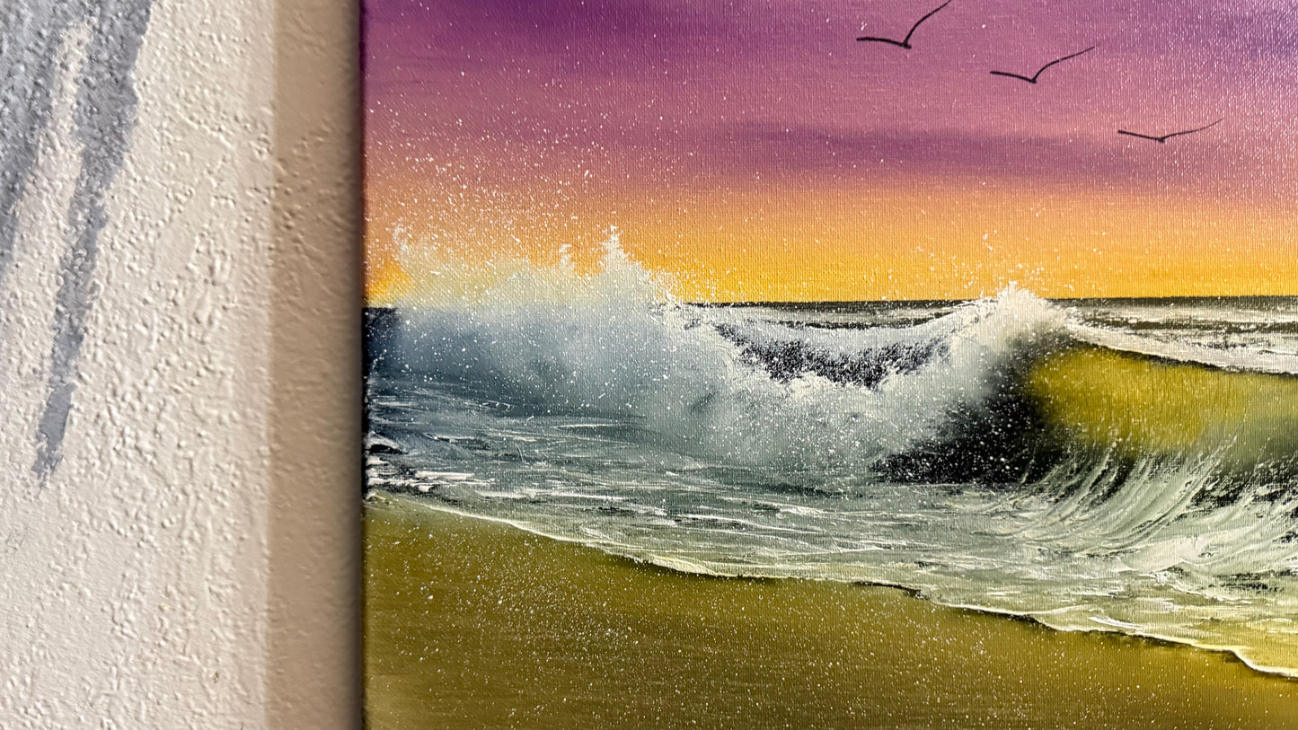 Painting #2295 - 16x20" Canvas - Sunset Seascape painted 2-20-26