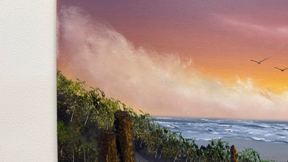 Painting #2537 - 16x20" Canvas - East Coast Surise Seascape painted 8-2-26