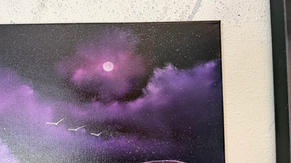 Painting #2492 - 16x20" Canvas - Purple Seascape painted 6-20-26