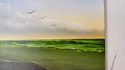 Painting #2472 - 16x20" Canvas - Sunrise Seascape painted 6-1-26