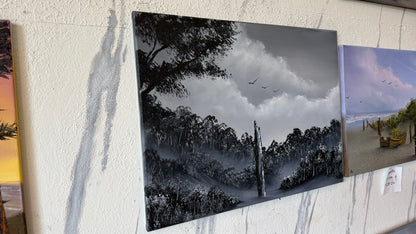 Painting #2456 - 18x24" Canvas - Black and White Meadow painted 5-24-26