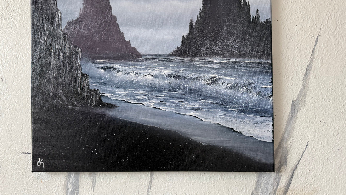 Painting #2397 - 16x20" Canvas - Icelandic Coastal Seascape painted 4-18-26