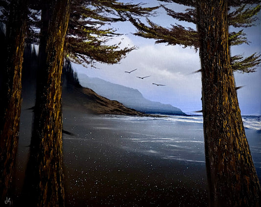 Painting #2309 - 16x20" Canvas - Oregon Seascape painted 2-27-26