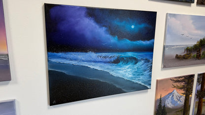 Painting #2541 - 22x28" Canvas - Night Seascape painted 8-6-26