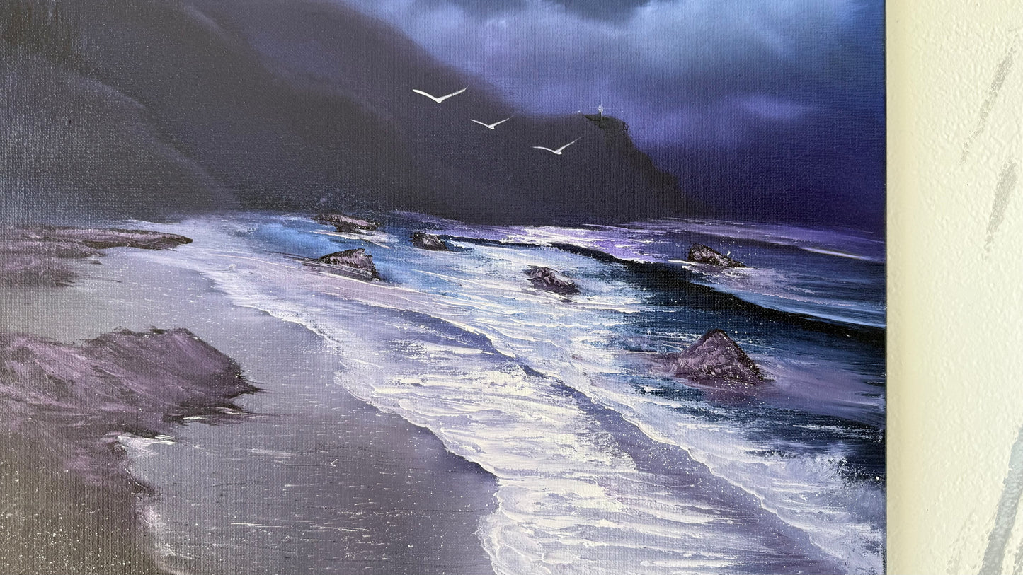 Painting #2087 - 16x20" Canvas - Oregon Coast Seascape painted 10-5-25