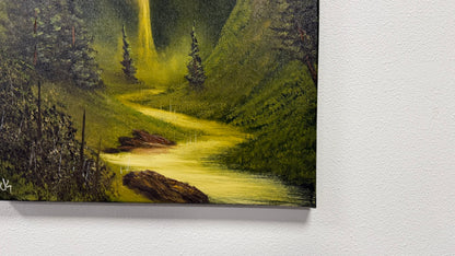 Painting #2585 - 16x20" Canvas - Full Moon Canyon Waterfall painted 9-5-26