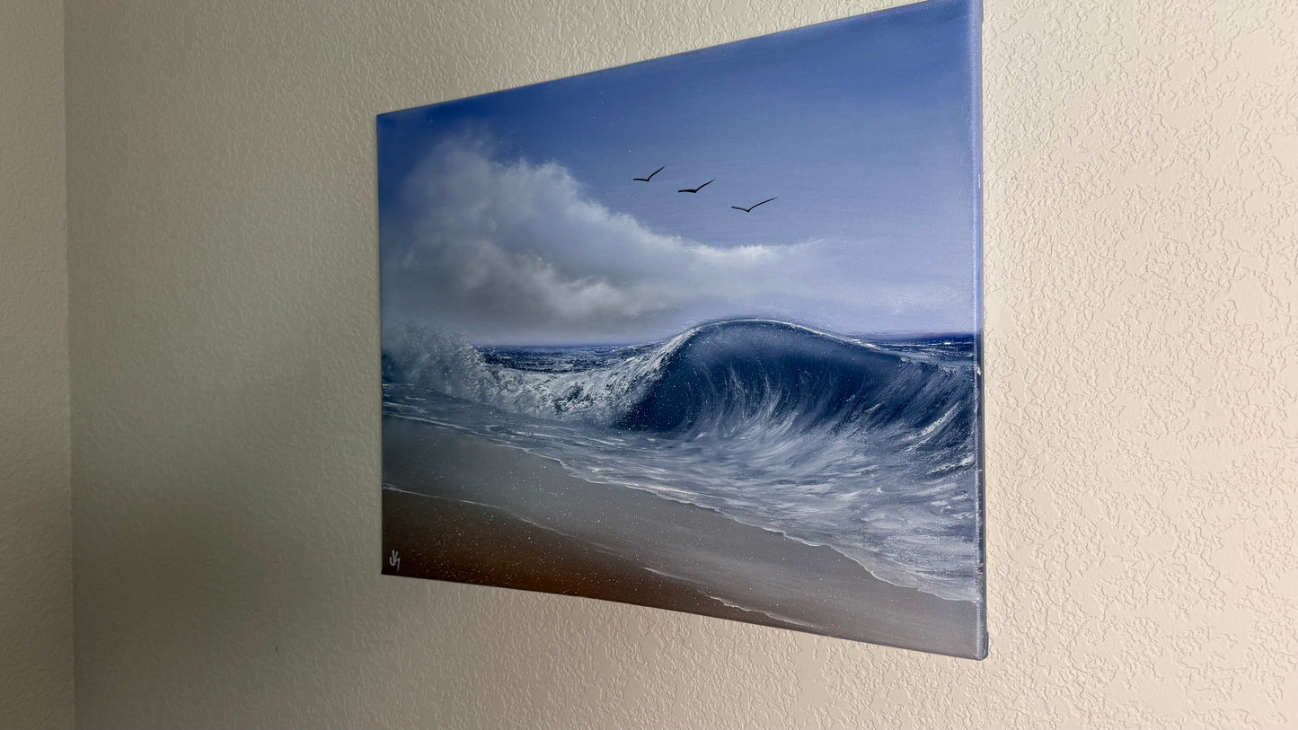 Painting #2506 - 16x20" Canvas - Ocean Crashing Wave Seascape painted 7-7-26