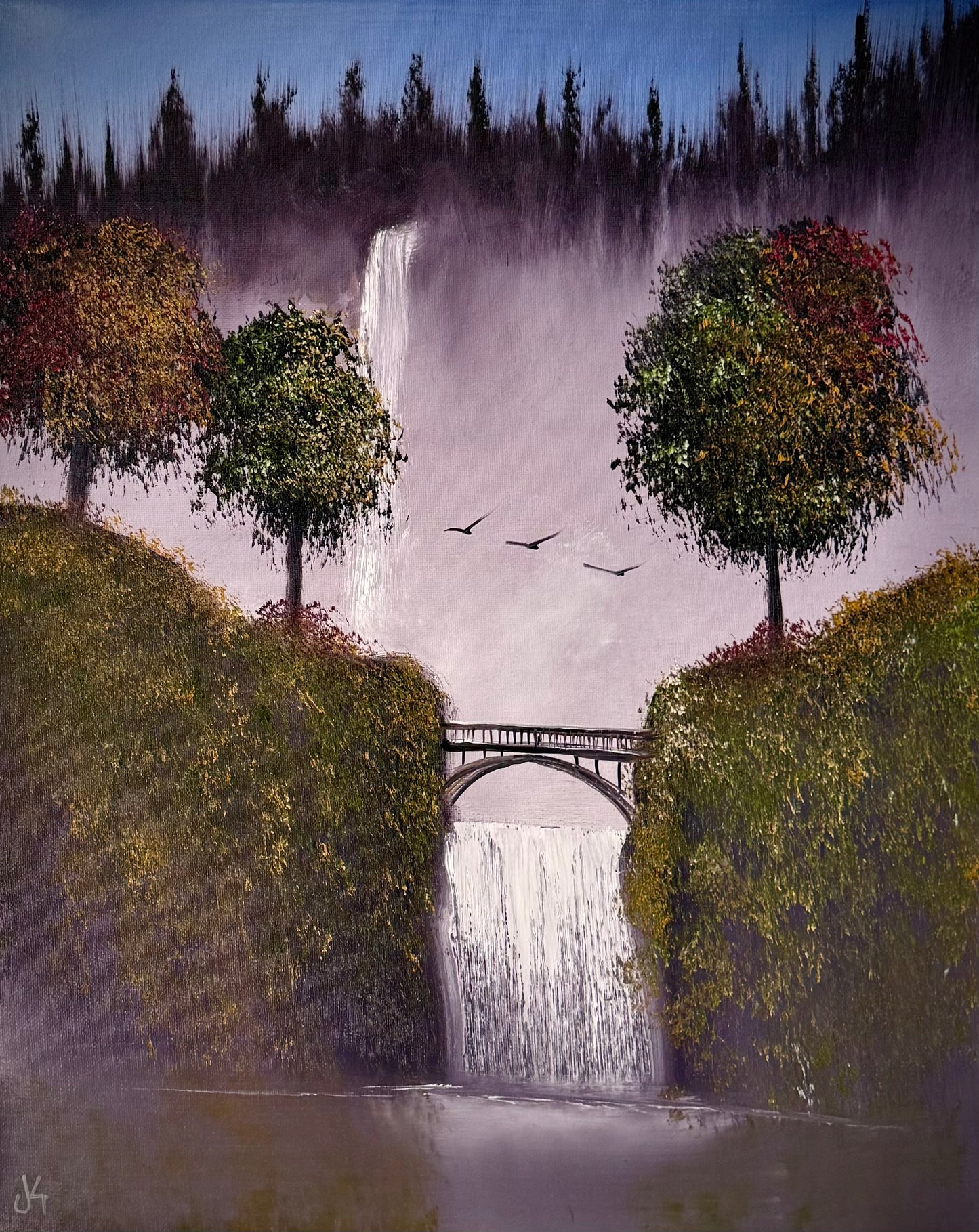 Painting #2374 - 16x20" Canvas - Multnomah Falls painted 4-5-26