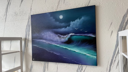Painting #2119 - 18x24" Canvas - Crashing Wave Seascape painted 10-25-25