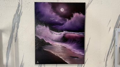 Painting #2154 - 16x20" Canvas - Purple Pinky Seascape painted 11-20-25