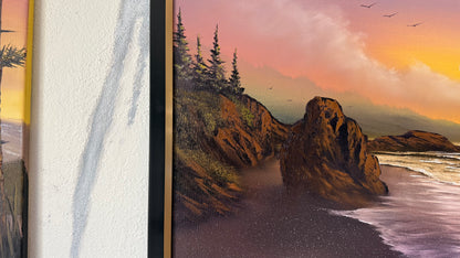 Painting #2438 - 20x24" Framed Canvas - West Coast Seascape painted 5-15-26