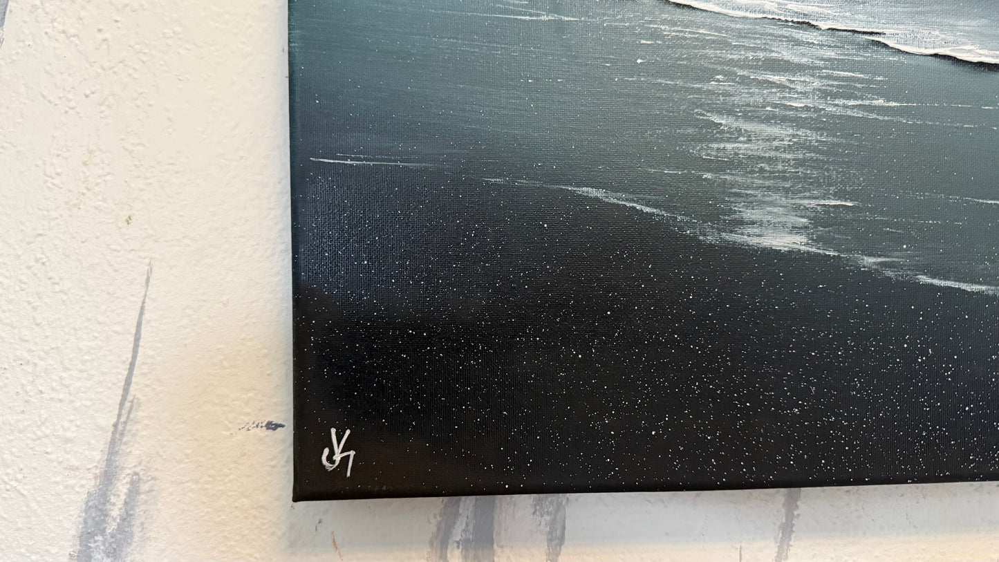 Painting #2329 - 16x20" Canvas - Crashing Waves Seascape painted 3-10-26