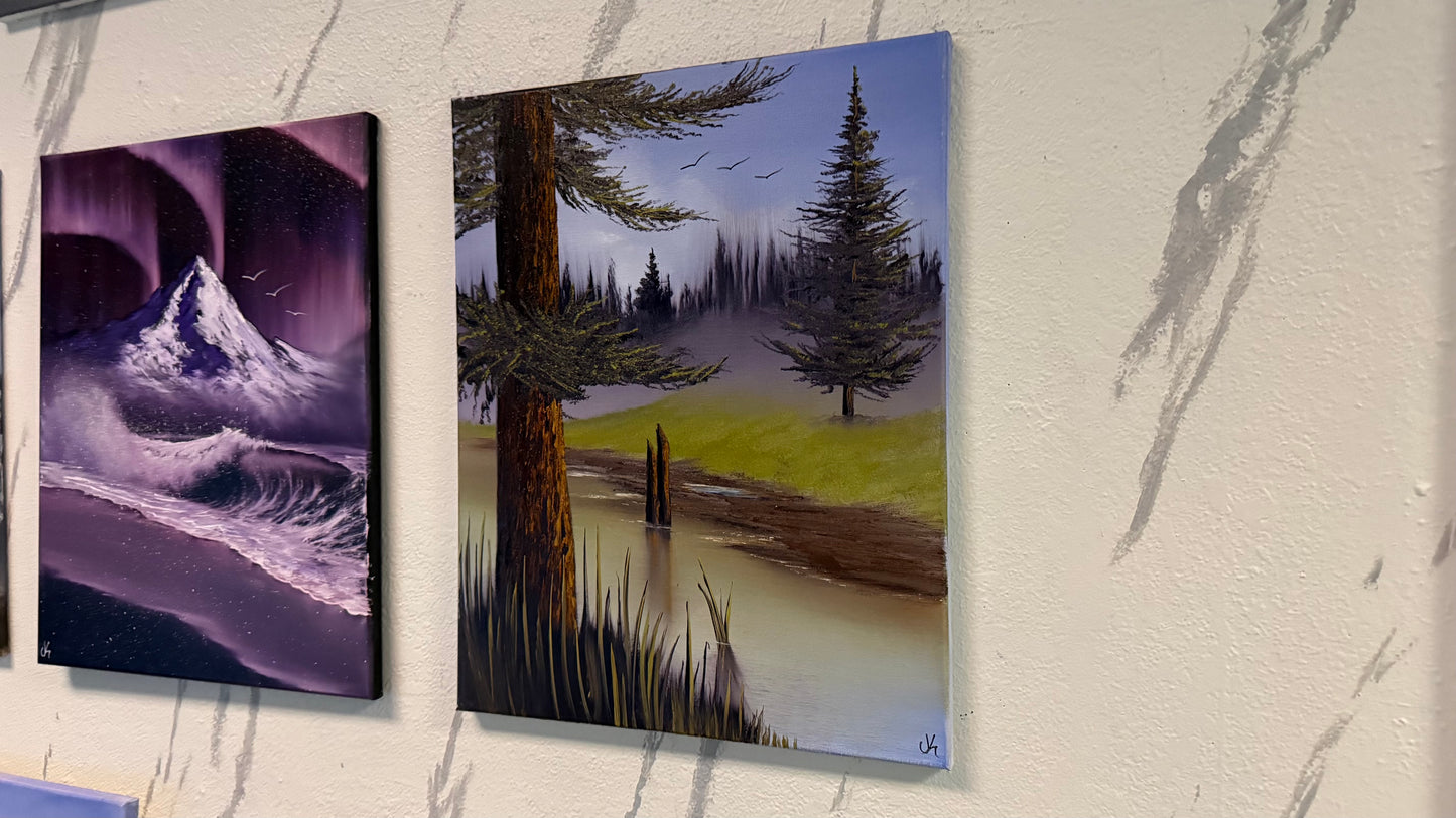 Painting #2383 - Forest River Landscape painted 4-11-26
