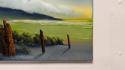 Painting #2513 - 16x20" Canvas - Sunrise Seascape painted 7-12-26
